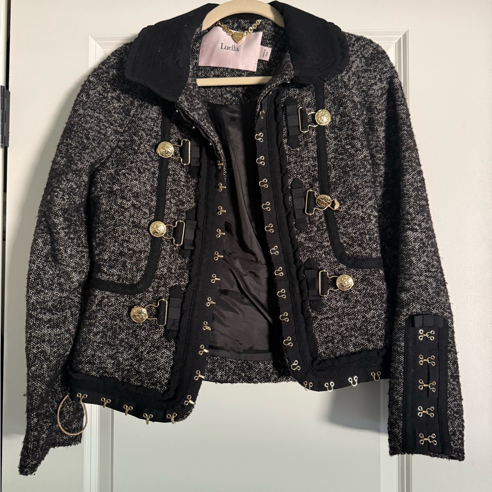 Ella Black and Gold Embellished Blazer